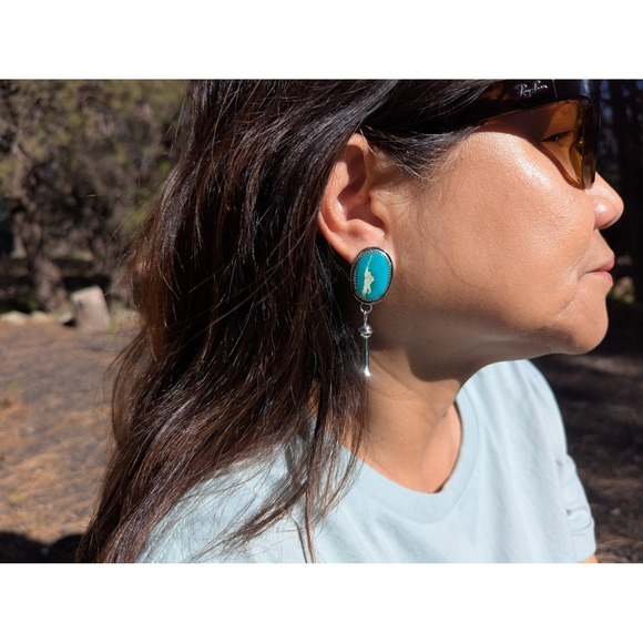Native American Earrings Navajo Sterling Silver Turquoise Jewelry *** - Picture 10 of 12